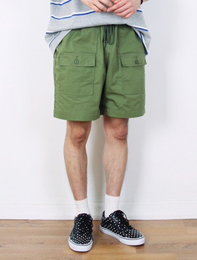 pocket banding wide shorts ; kk [ 5color / free size ] 포켓 밴딩 와이드 반바지